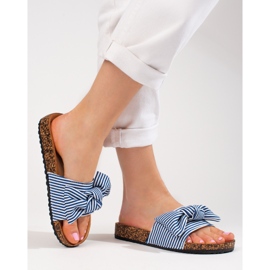 Pantofole da donna a righe bianco blu Vinceza 2