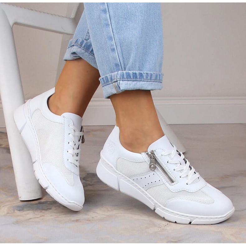 Comode scarpe sportive da donna bianche Rieker M0100-80 bianco 1