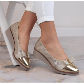 Scarpe con zeppa dorate traforate da donna Potocki SZ12037 d'oro 1