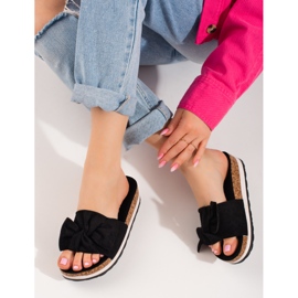 Pantofole da donna in camoscio con plateau Vinceza nere nero 2