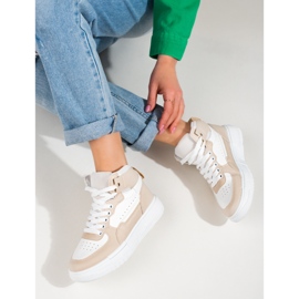 Sneakers alte da donna Shelovet beige e bianche 1