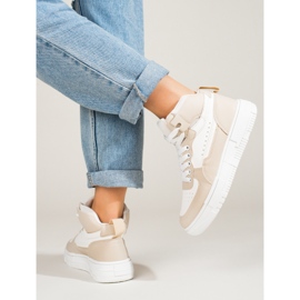 Sneakers alte da donna Shelovet beige e bianche 2