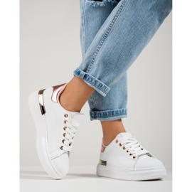 Sneakers da donna Shelovet bianche con inserto oro bianca 1