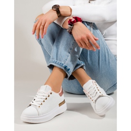 Sneakers da donna Shelovet bianche con inserto oro bianca 2