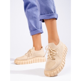 Scarpe sportive da donna in tessuto Shelovet beige 2
