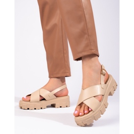 Sandali beige con plateau di Vinceza 1