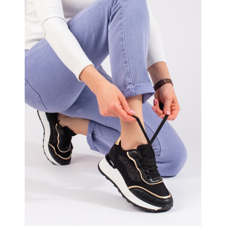 Sneakers con plateau da donna Shelovet nere nero 1