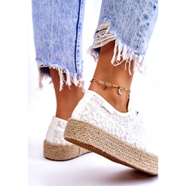 Sneakers da donna con piattaforma intrecciata Big Star LL274199 Bianche bianco 4