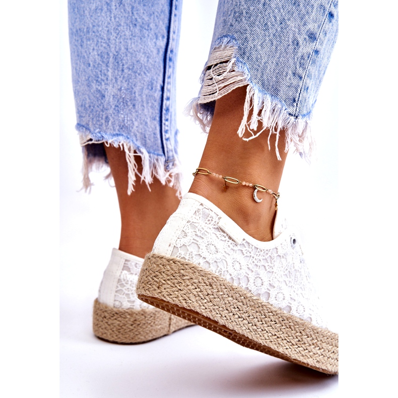 Sneakers da donna con piattaforma intrecciata Big Star LL274199 Bianche bianco 4