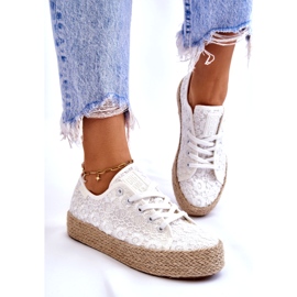 Sneakers da donna con piattaforma intrecciata Big Star LL274199 Bianche bianco 2