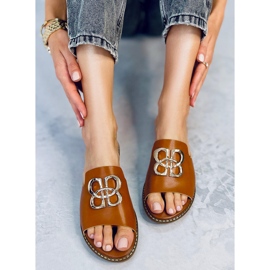 Pantofole da donna Ebony Camel marrone 1