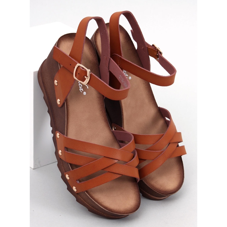 BM Sandali con zeppa color cammello marrone 1