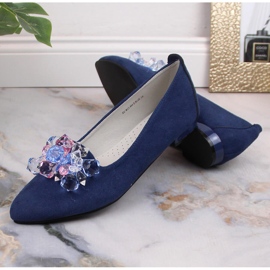Ballerine da donna in camoscio blu con cristalli T.Sokolski W23-464 1