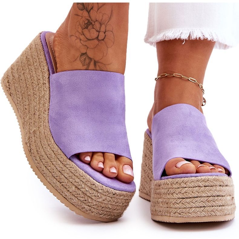 STEPHAN Pantofole Con Zeppa E Piattaforma Da Donna Viola Ysabel 4