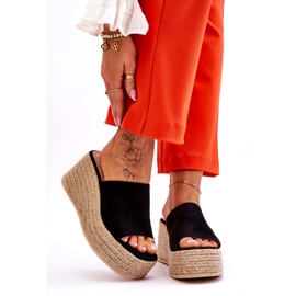 FS1 Pantofole con zeppa e plateau da donna nere Ysabel nero 2
