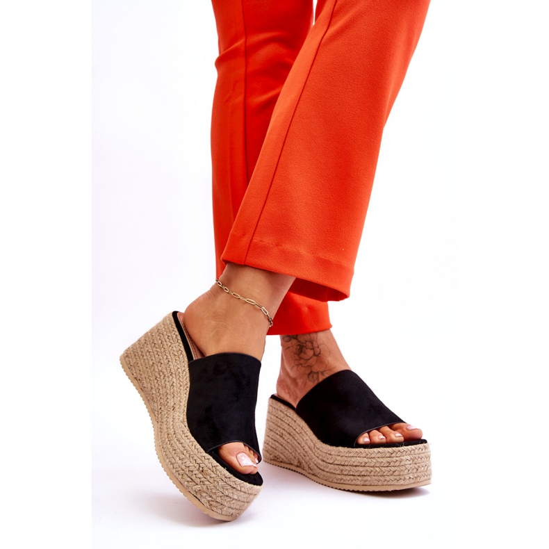 FS1 Pantofole con zeppa e plateau da donna nere Ysabel nero 3