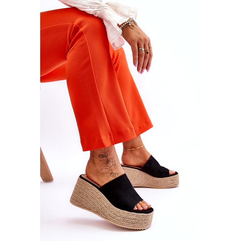 FS1 Pantofole con zeppa e plateau da donna nere Ysabel nero 6