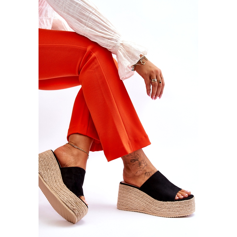 FS1 Pantofole con zeppa e plateau da donna nere Ysabel nero 7