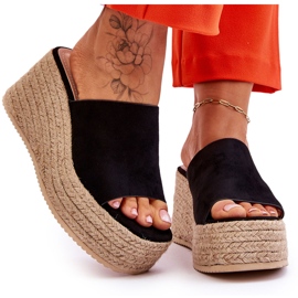 FS1 Pantofole con zeppa e plateau da donna nere Ysabel nero 8
