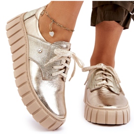 Lemar Scarpe con zeppa in pelle, Oro d'oro 4