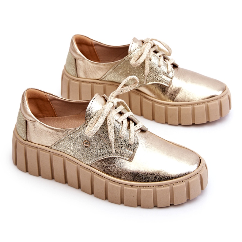 Lemar Scarpe con zeppa in pelle, Oro d'oro 3