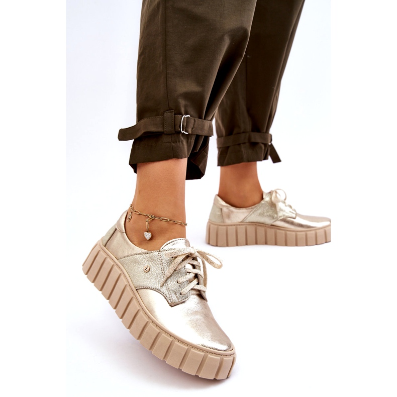 Lemar Scarpe con zeppa in pelle, Oro d'oro 1