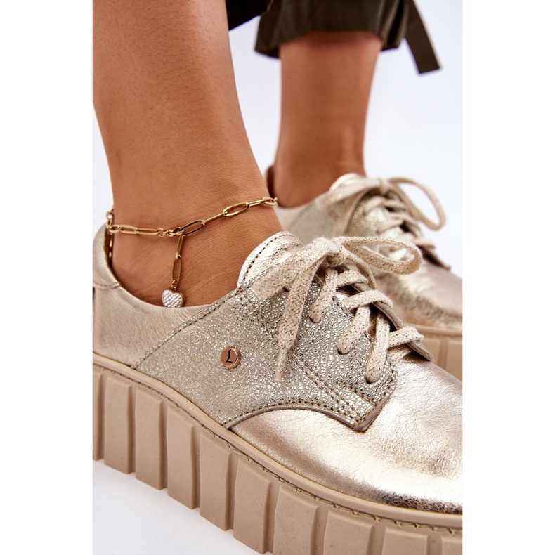 Lemar Scarpe con zeppa in pelle, Oro d'oro 2