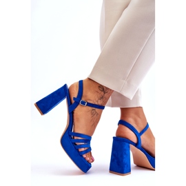 FB2 Sandali Con Plateau In Pelle Scamosciata Da Donna Blu Verda 4