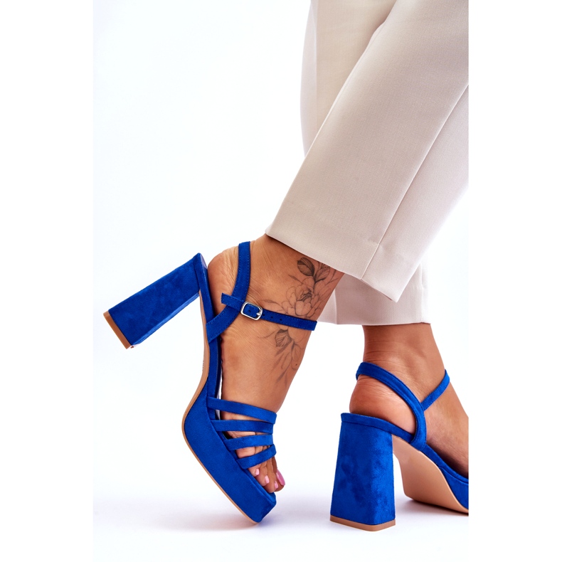 FB2 Sandali Con Plateau In Pelle Scamosciata Da Donna Blu Verda 4