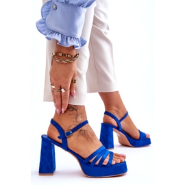 FB2 Sandali Con Plateau In Pelle Scamosciata Da Donna Blu Verda 6