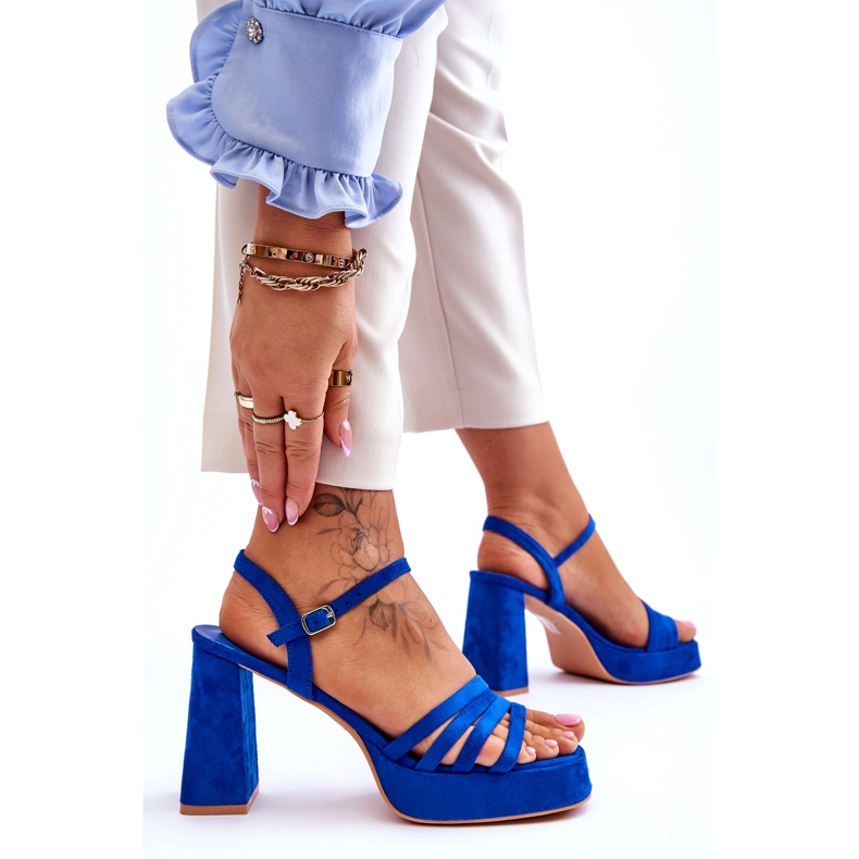 FB2 Sandali Con Plateau In Pelle Scamosciata Da Donna Blu Verda 6