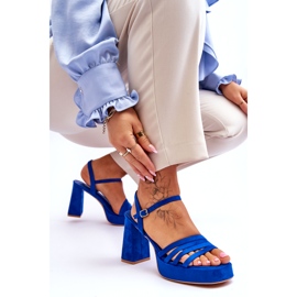 FB2 Sandali Con Plateau In Pelle Scamosciata Da Donna Blu Verda 8