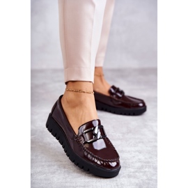Sergio Leone Mocassini Laccati Sulla Piattaforma Kjersti Bordeaux rosso 1