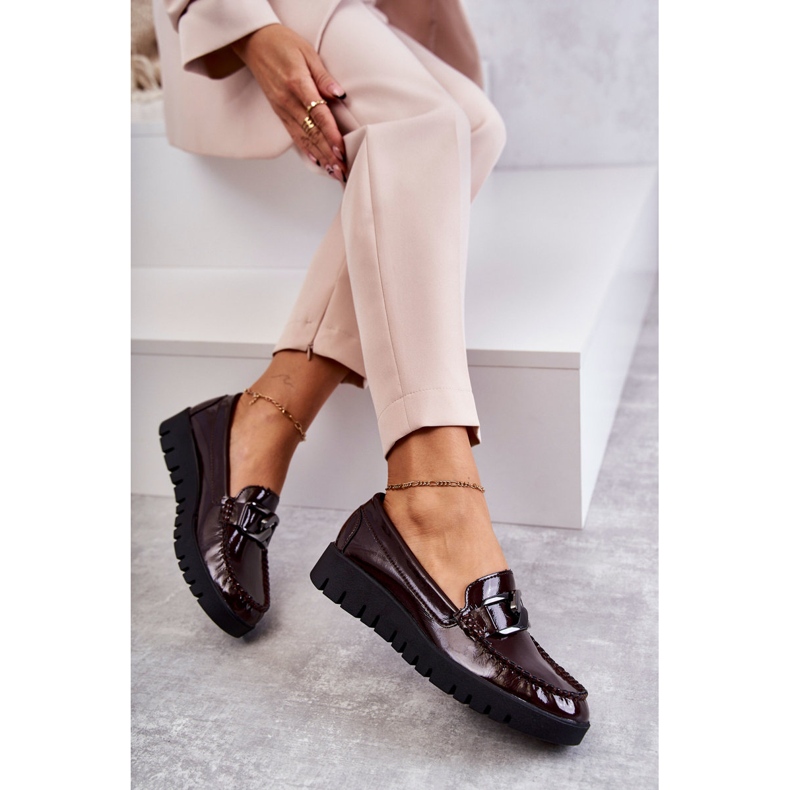 Sergio Leone Mocassini Laccati Sulla Piattaforma Kjersti Bordeaux rosso 8