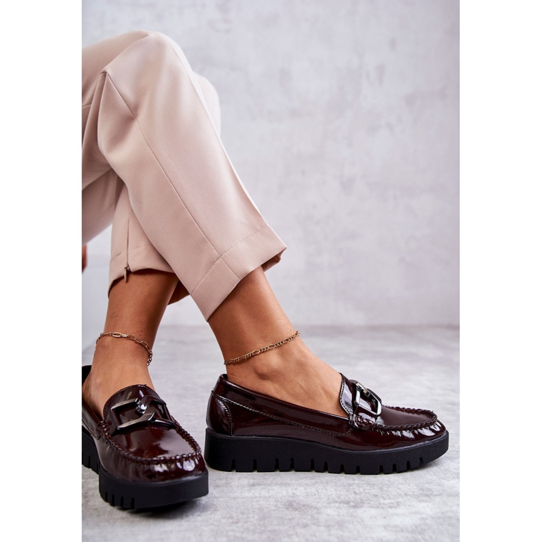 Sergio Leone Mocassini Laccati Sulla Piattaforma Kjersti Bordeaux rosso 9