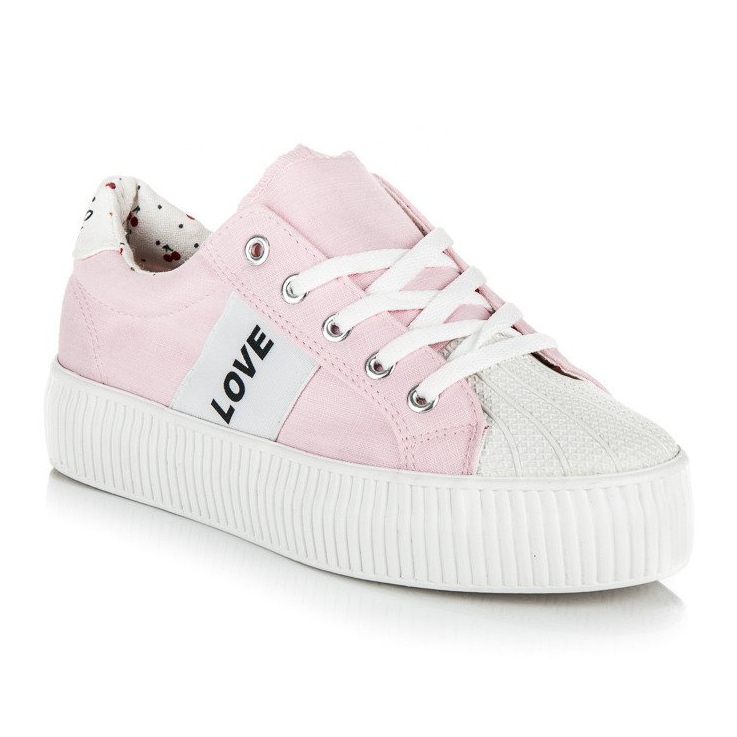 Kylie Sneakers con plateau Love &amp; Peace rosa 1