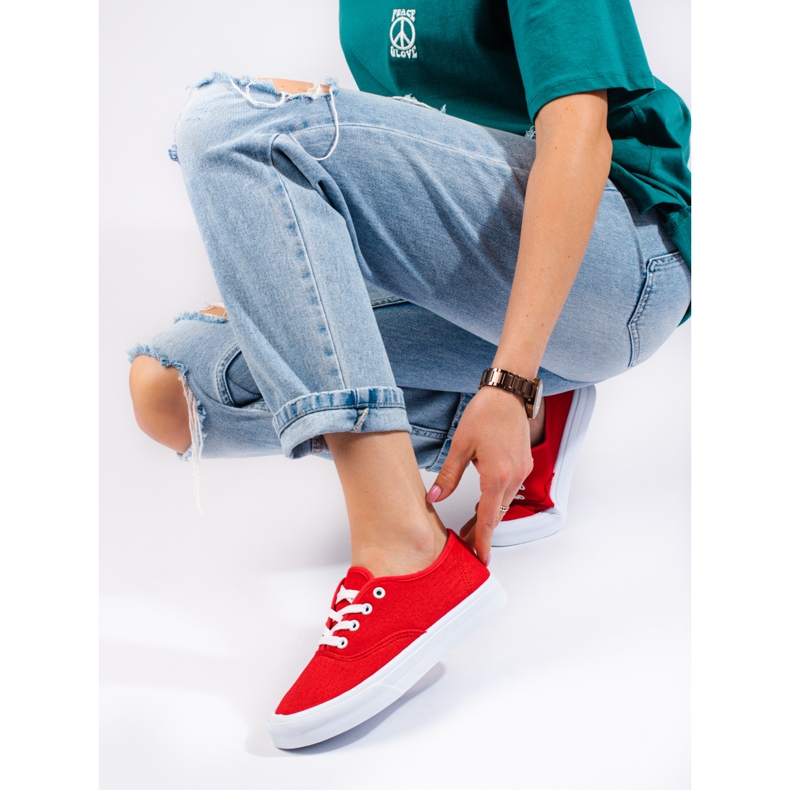 Classiche sneakers stringate da donna Shelovet rosso 1