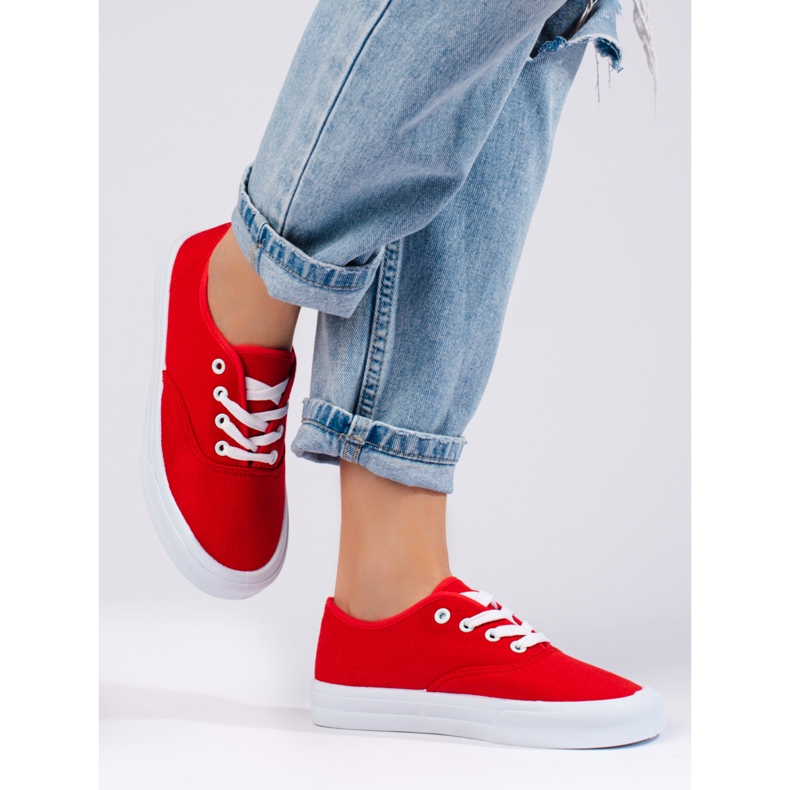 Classiche sneakers stringate da donna Shelovet rosso 2