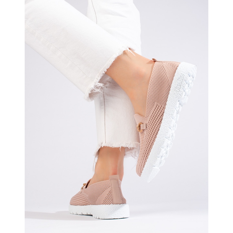 Slip on da donna in tessuto Shelovet rosa cipria 1