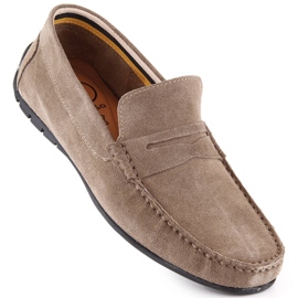 Mocassini da uomo in pelle scamosciata Filippo MP921 mocassini tortora beige 1