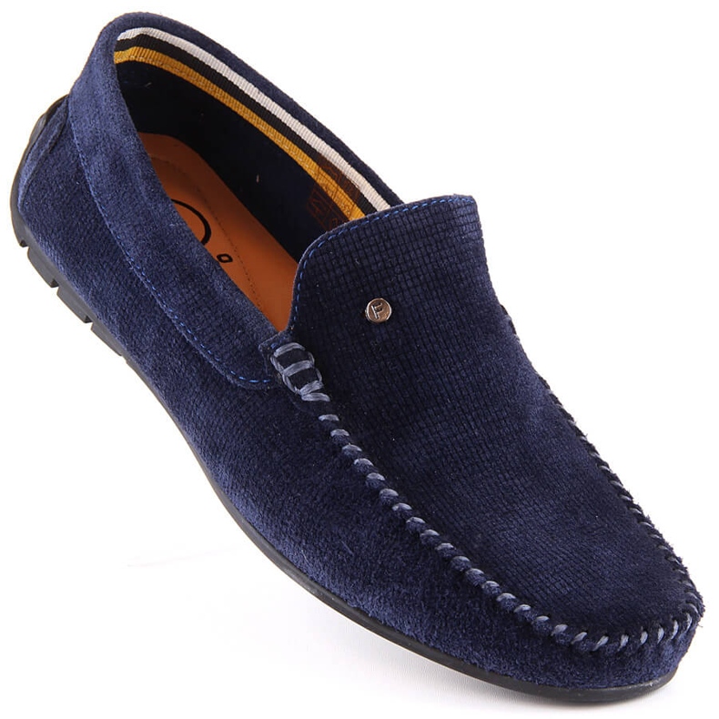 Mocassini da uomo in pelle scamosciata blu navy Filippo MP923 1