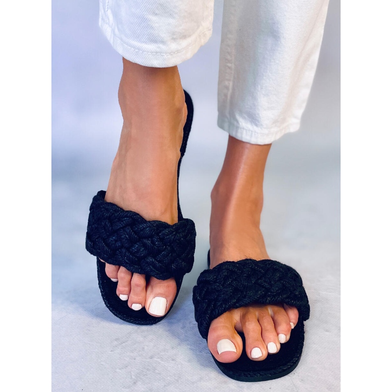 Ciabatte da donna stringate Erika nere nero 1