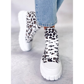 Sneakers alte leopardate Lion Leopard bianca 1