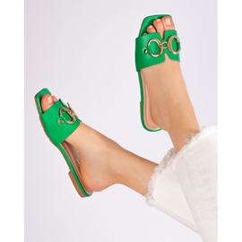 Eleganti ciabatte verdi con fibbia Shelovet verde 1