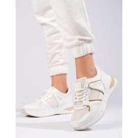 Sneakers bianche da donna su suola spessa Shelovet bianco 1