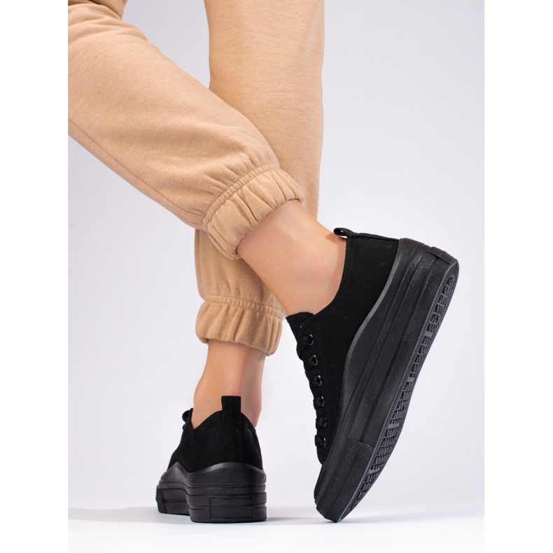 Sneakers con plateau da donna Shelovet nere nero 2