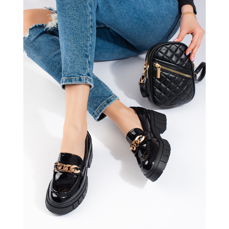 Scarpe con zeppa Shelovet laccate nere nero 2