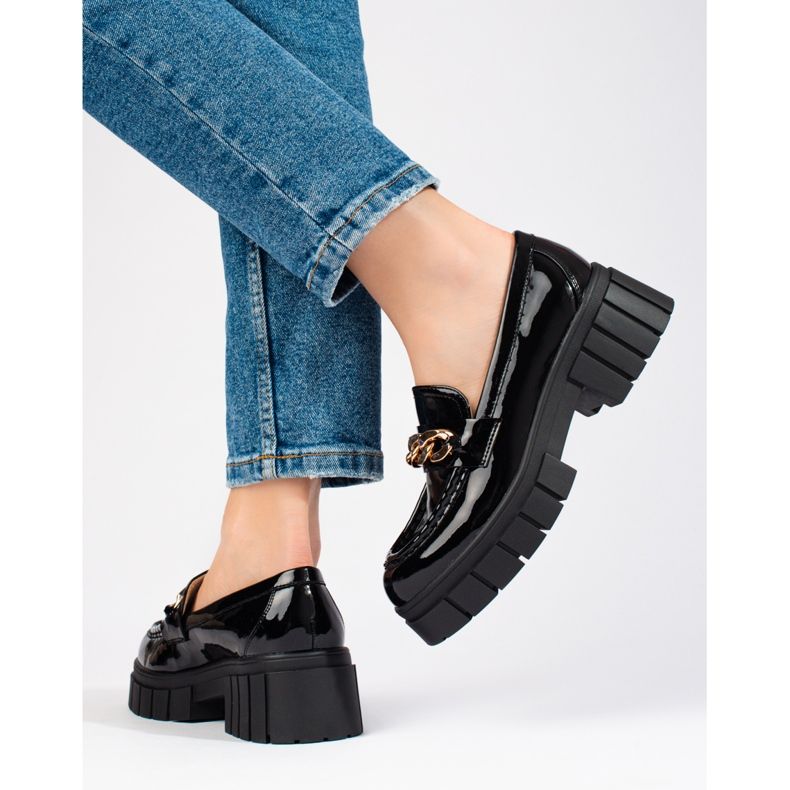 Scarpe con zeppa Shelovet laccate nere nero 1