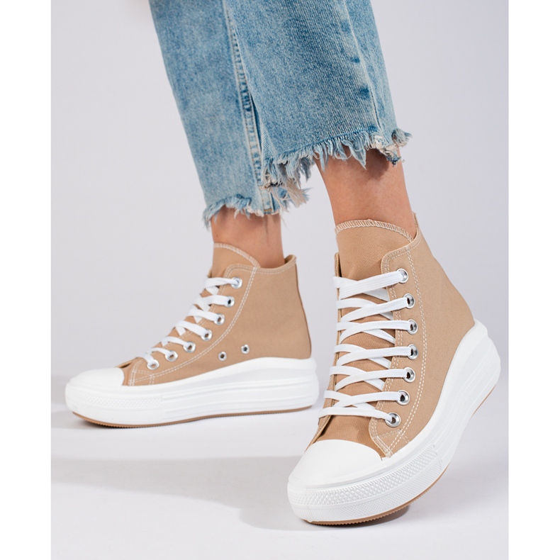 Sneakers Shelovet beige con plateau alto 2