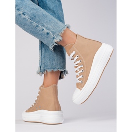 Sneakers Shelovet beige con plateau alto 1